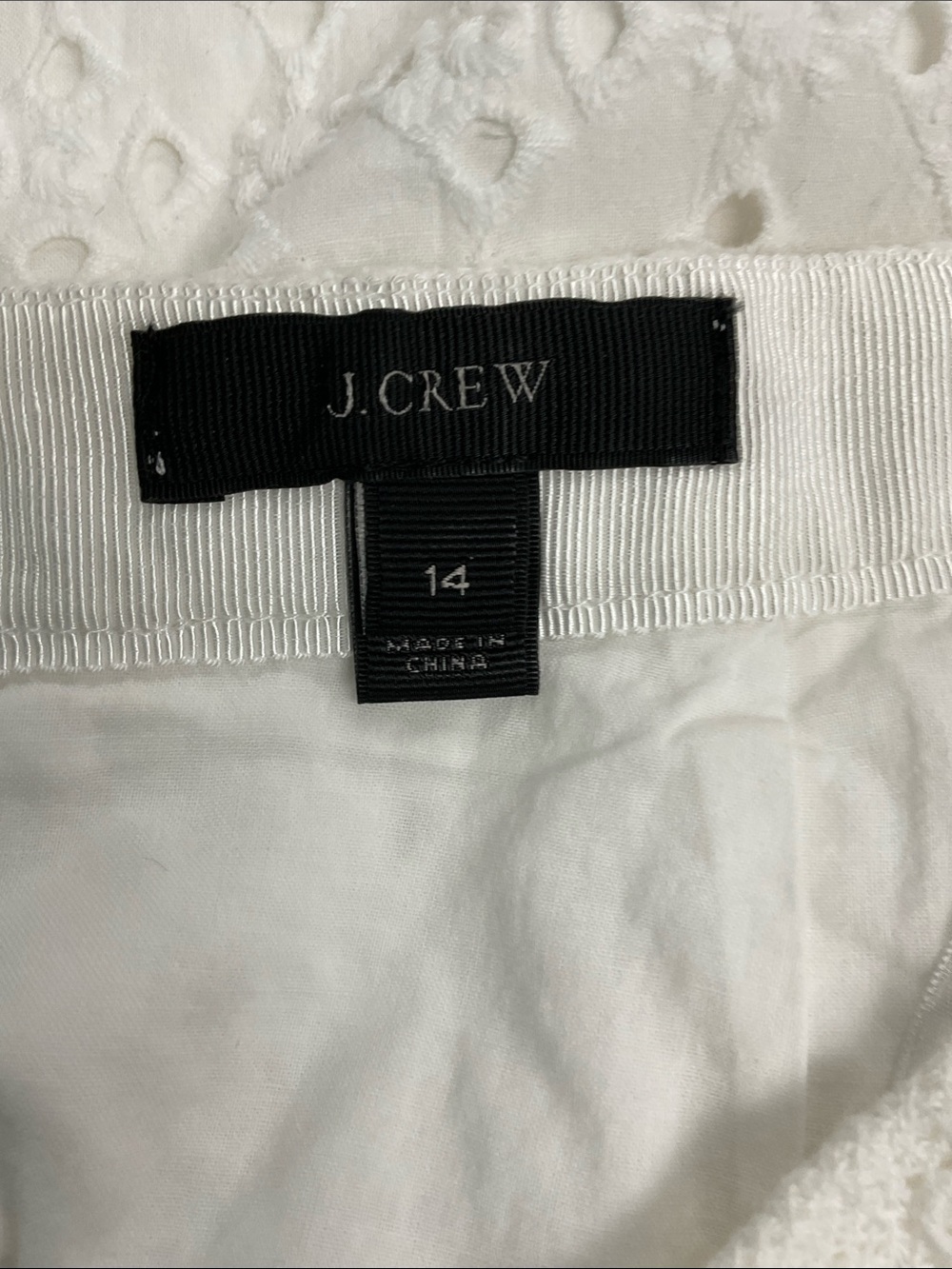 J. Crew White Eyelet A-Line Skirt , 14 , cotton lined with pockets - Picture 7 of 11